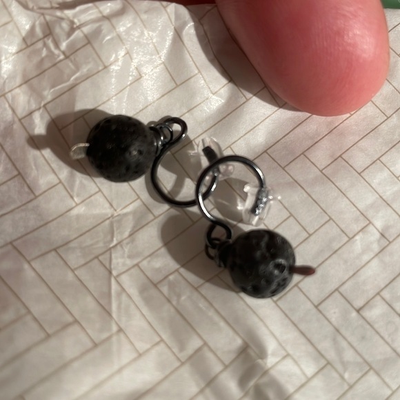 OXIDIZED 925 Sterling Silver Oil Diffuser Genuine Lava Round Stone - Picture 2 of 4